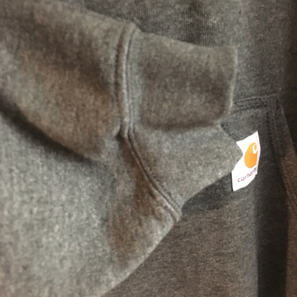 Carhartt Loose Fit Hoodie Sweatshirt 2XL Grey Fleece Lined - Picture 6 of 10